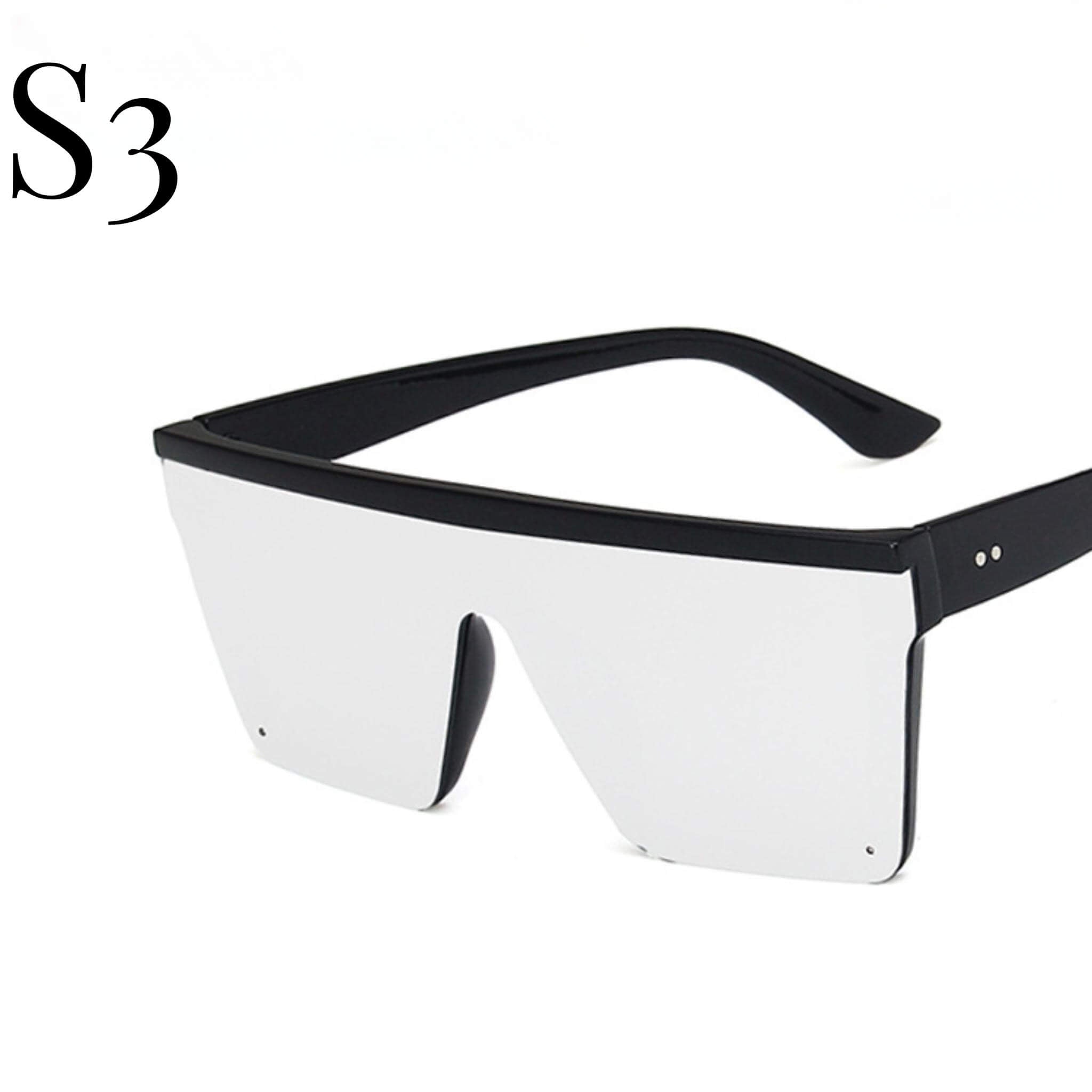 Simple Large Frame One-Piece Sunglasses  UponBasics Silver-S3  