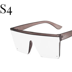 Simple Large Frame One-Piece Sunglasses  UponBasics Silver-S4  