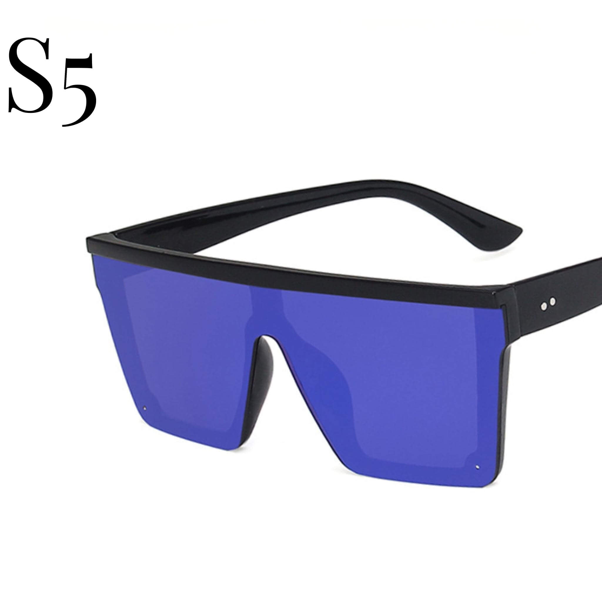 Simple Large Frame One-Piece Sunglasses  UponBasics Blue-S5  
