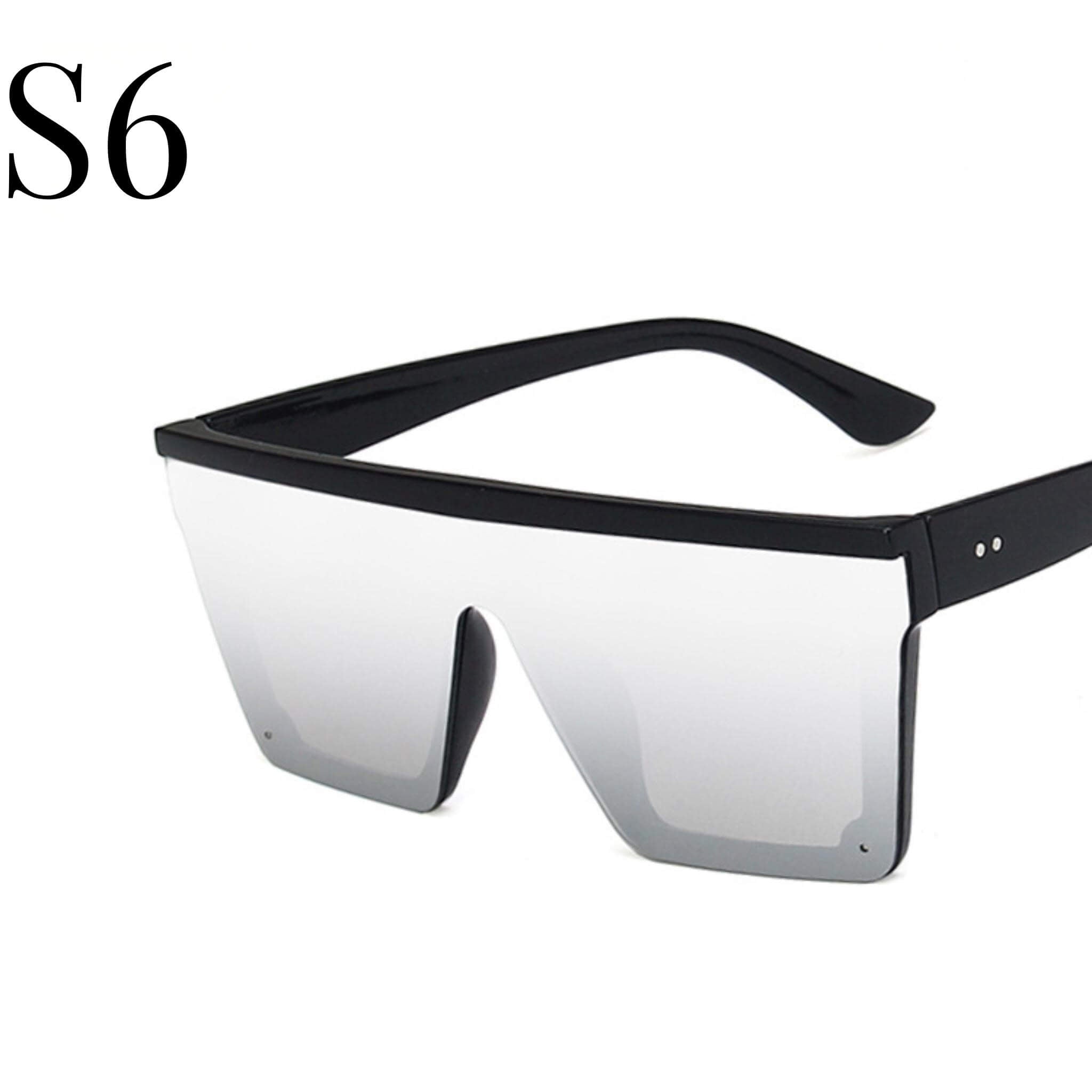 Simple Large Frame One-Piece Sunglasses  UponBasics Silver-S6  