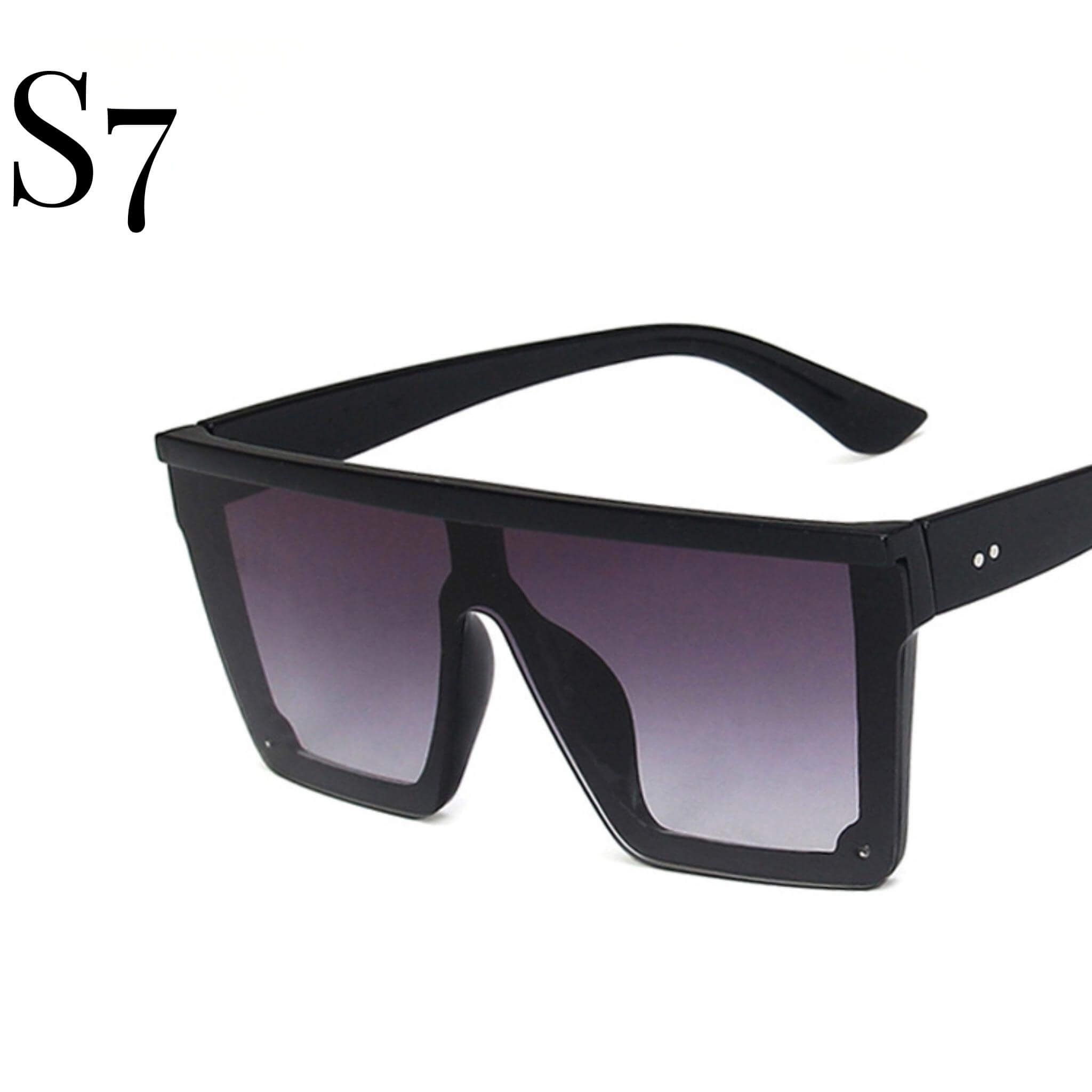 Simple Large Frame One-Piece Sunglasses  UponBasics Black-S7  