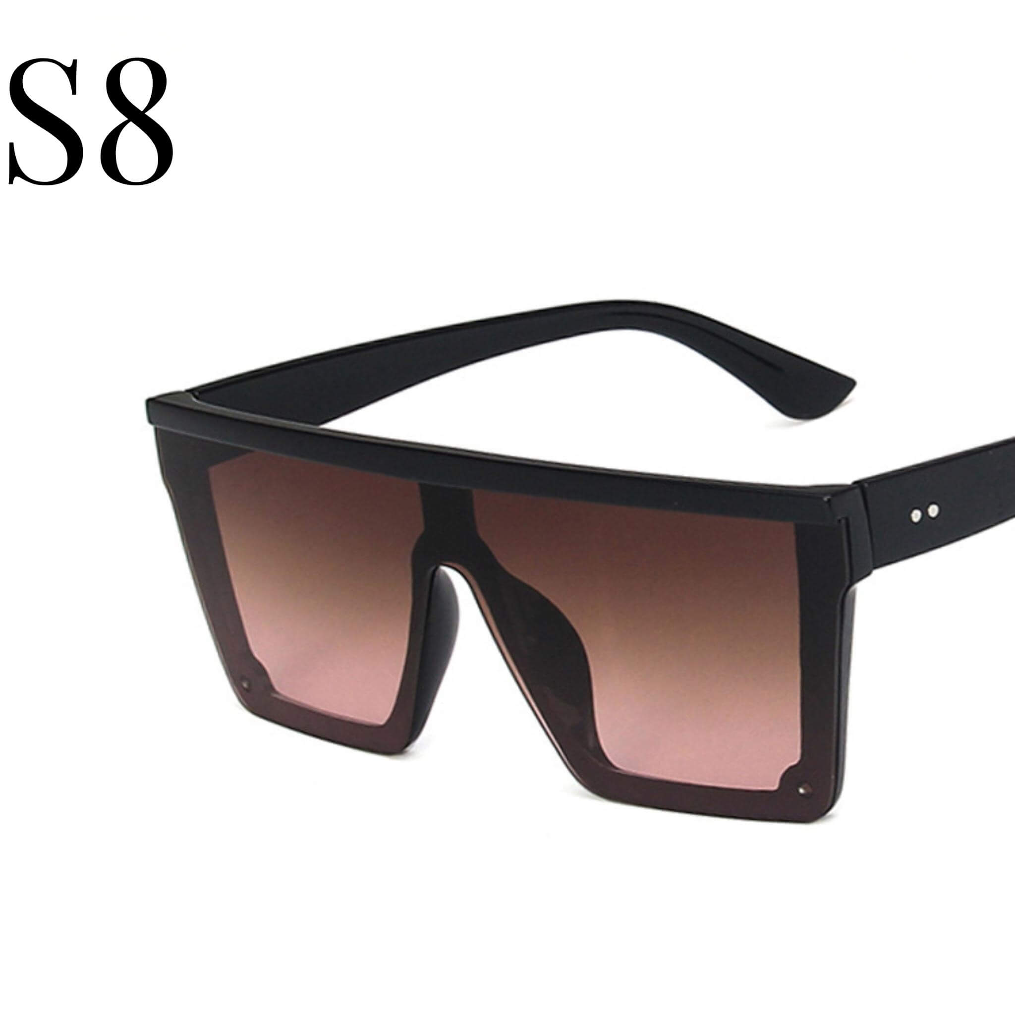 Simple Large Frame One-Piece Sunglasses  UponBasics Black-S8  