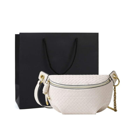 Single-shoulder Crossbody Chain Waist Bag  UponBasics white  