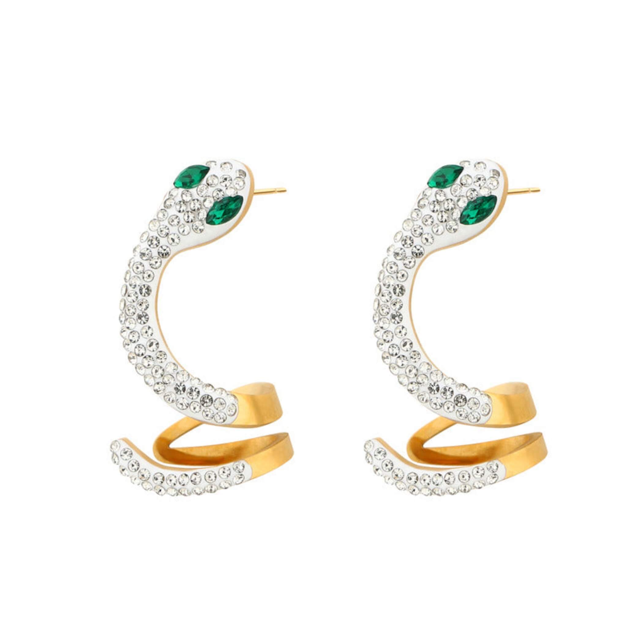 Snake-shaped Zircon Earrings  UponBasics   