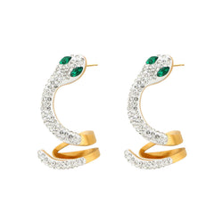 Snake-shaped Zircon Earrings  UponBasics   