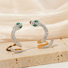 Snake-shaped Zircon Earrings  UponBasics Golden Snake 