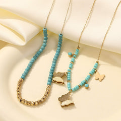 Turquoise Beaded Collar Necklace  UponBasics   