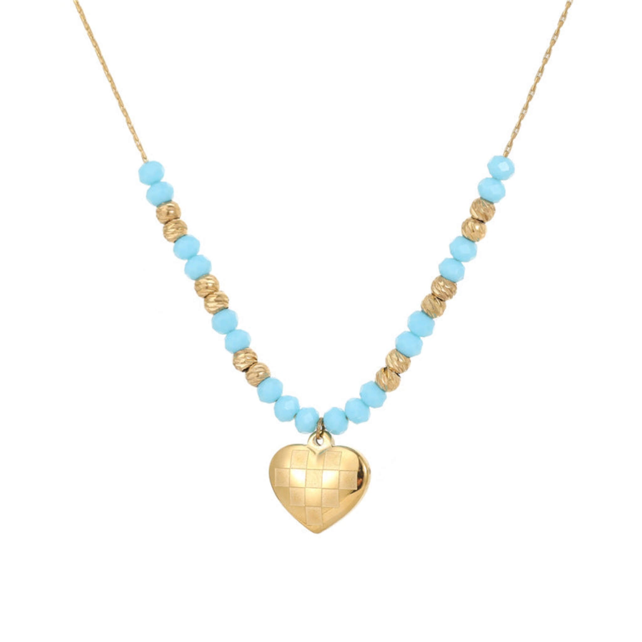 Turquoise Beaded Collar Necklace  UponBasics Golden Heart 