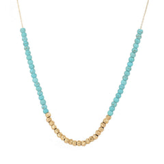 Turquoise Beaded Collar Necklace  UponBasics Golden Round 