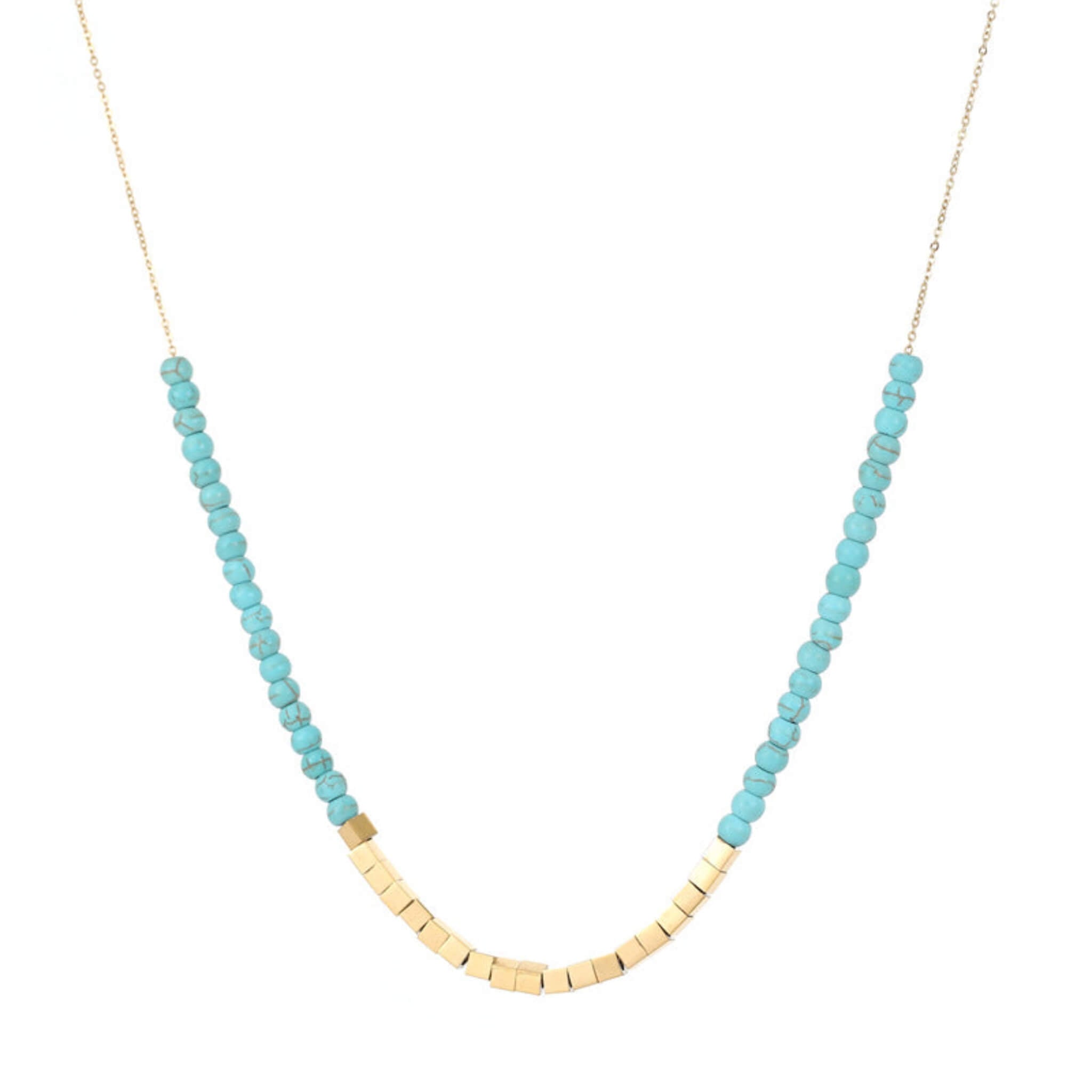 Turquoise Beaded Collar Necklace  UponBasics Golden Square 