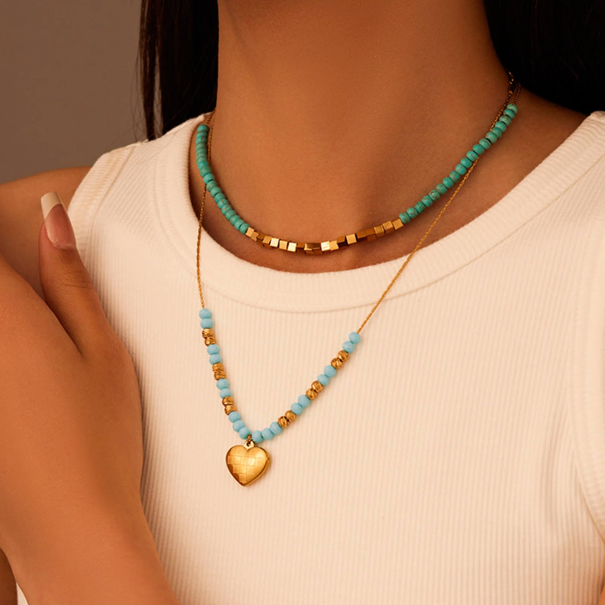 Turquoise Beaded Collar Necklace  UponBasics   