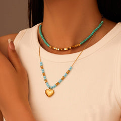 Turquoise Beaded Collar Necklace  UponBasics   