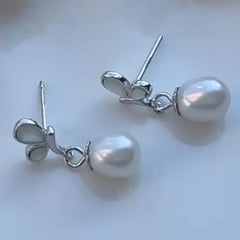 925 Sterling Silver Butterfly Pearl Earrings  UponBasics SIlver  