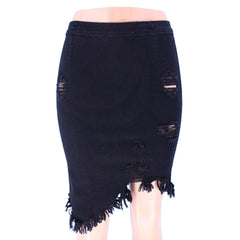Women's Distressed Bodycon Denim Skirt  UponBasics Black S 