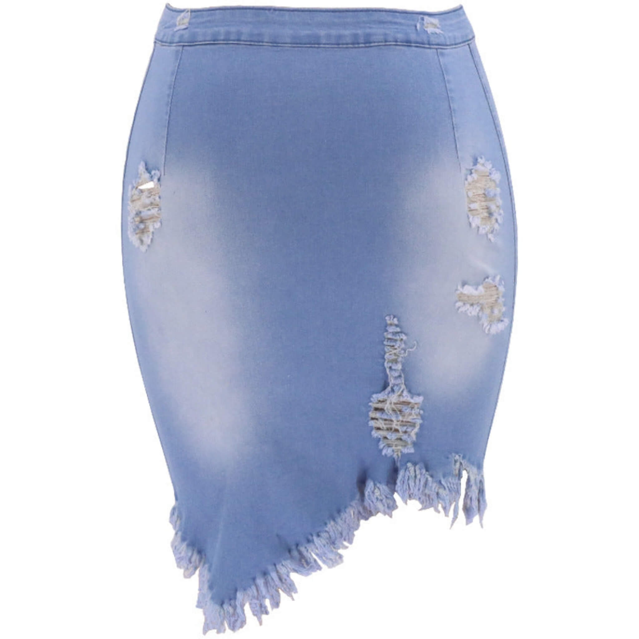 Women's Distressed Bodycon Denim Skirt  UponBasics Light Blue S 