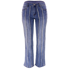 Women's Frayed Flared Elasticized Jeans  UponBasics Blue S 