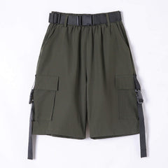 Women's High-waisted Utility Shorts with Pockets  UponBasics Army Green S 