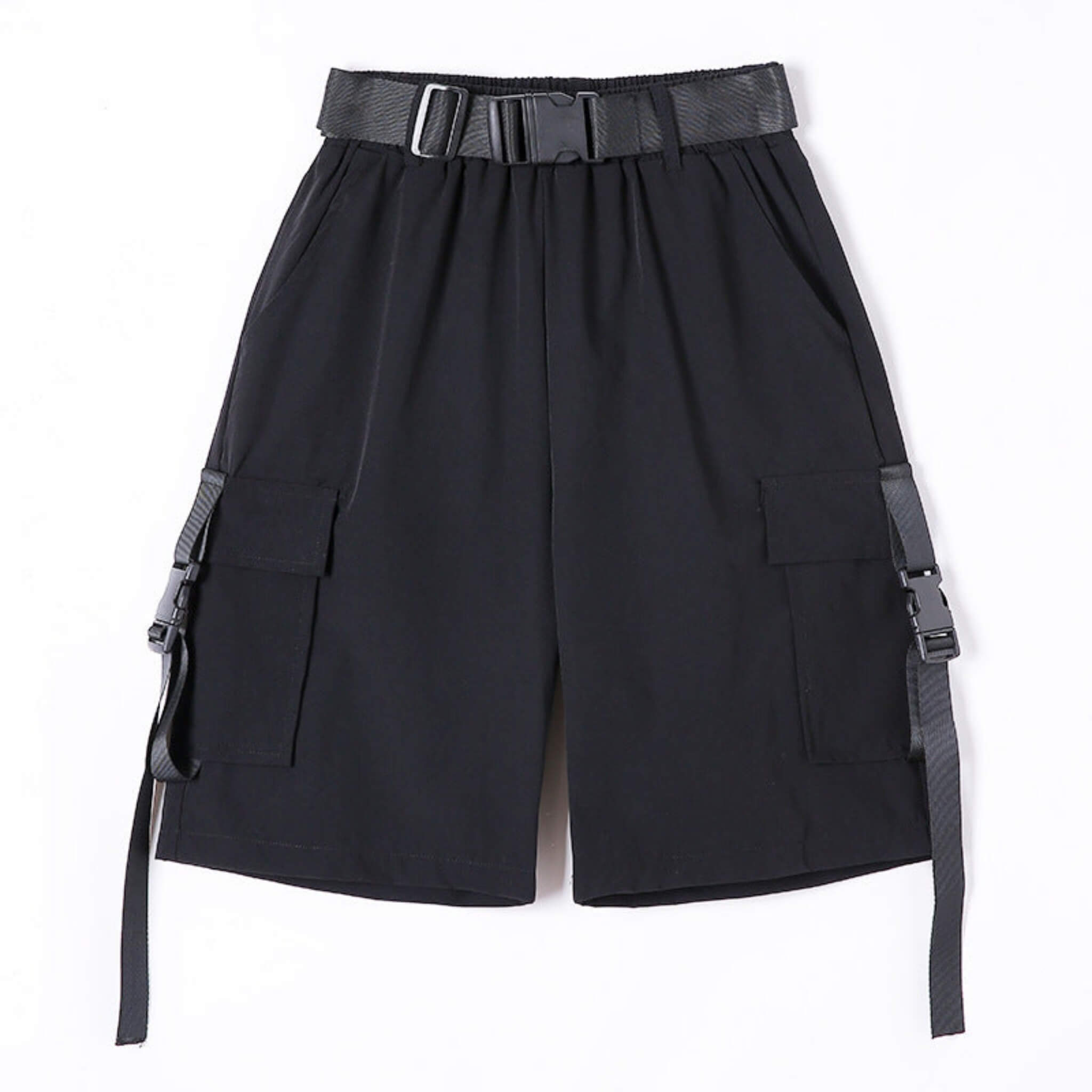 Women's High-waisted Utility Shorts with Pockets  UponBasics Black S 