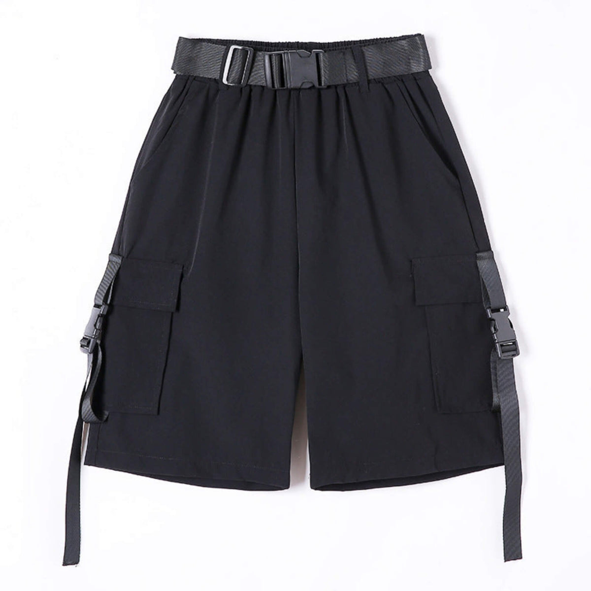 Women's High-waisted Utility Shorts with Pockets  UponBasics Black S 