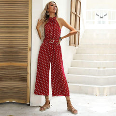 Women's Polka Dot Halterneck Jumpsuit  UponBasics   