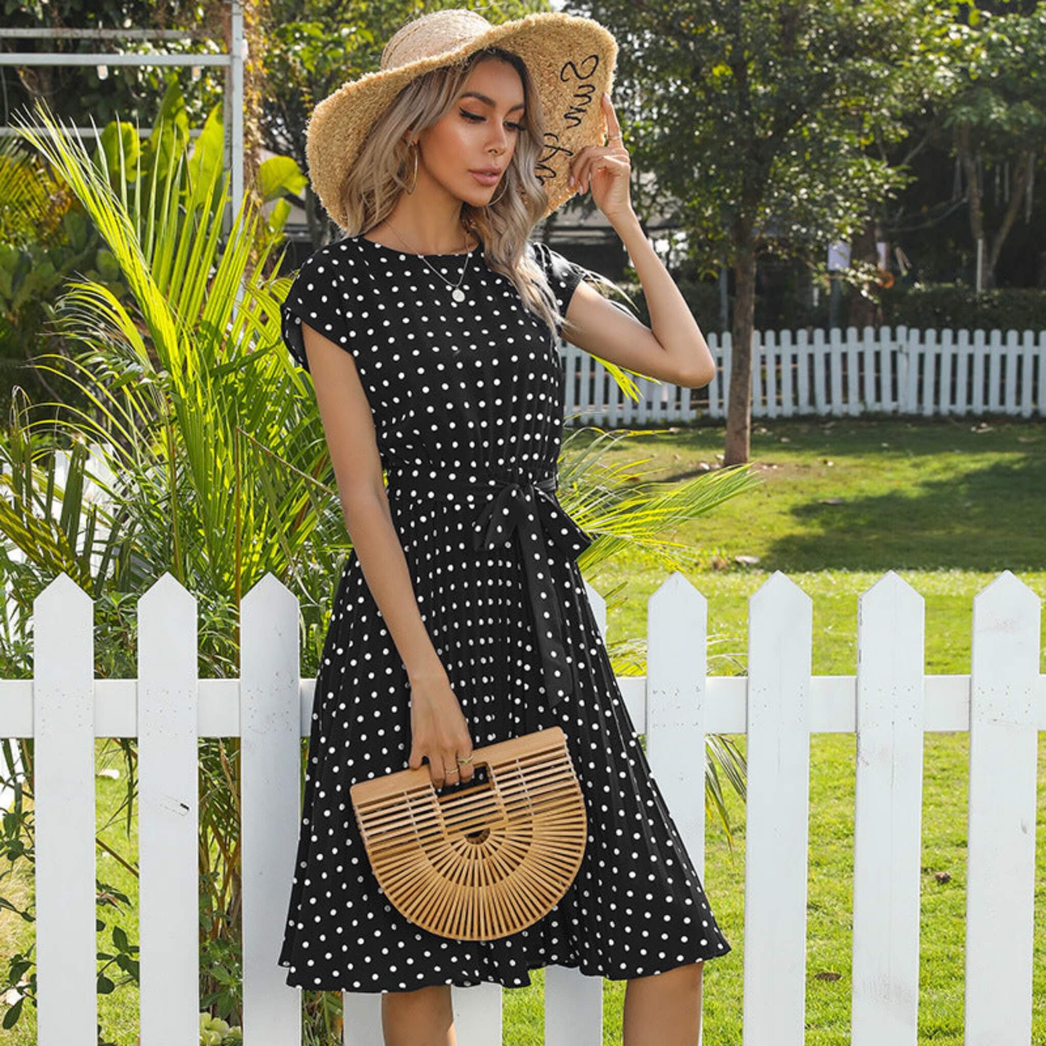 Women's Polka-dot Dress  UponBasics Black S 