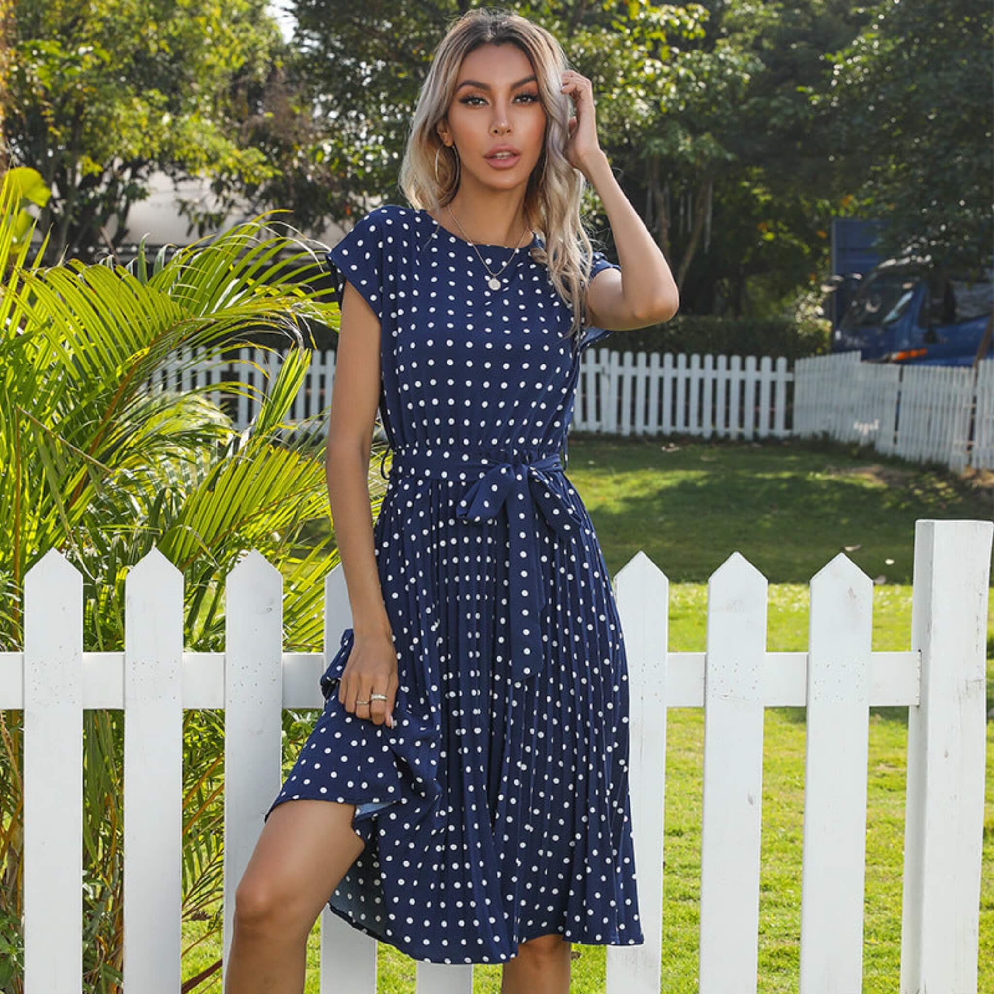 Women's Polka-dot Dress  UponBasics Dark Blue S 