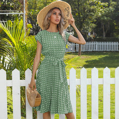 Women's Polka-dot Dress  UponBasics Light Green S 