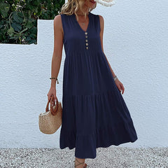 Women's Long Casual Dress  UponBasics Dark Blue S 