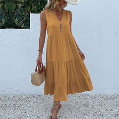 Women's Long Casual Dress  UponBasics Yellow S 