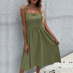Women's Slim Fit Strap Dress  UponBasics Army Green S 