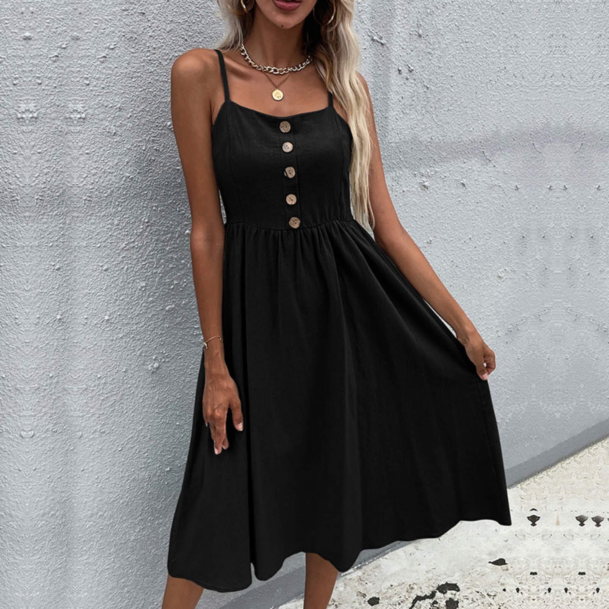 Women's Slim Fit Strap Dress  UponBasics Black S 