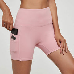 Women's Sports Pocketed Compression Yoga Shorts  UponBasics Pink XS 