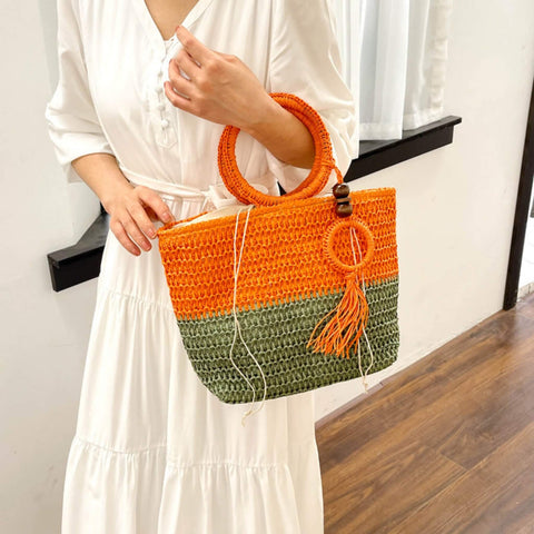 Women's Summer Beach Style Woven Bag  UponBasics   