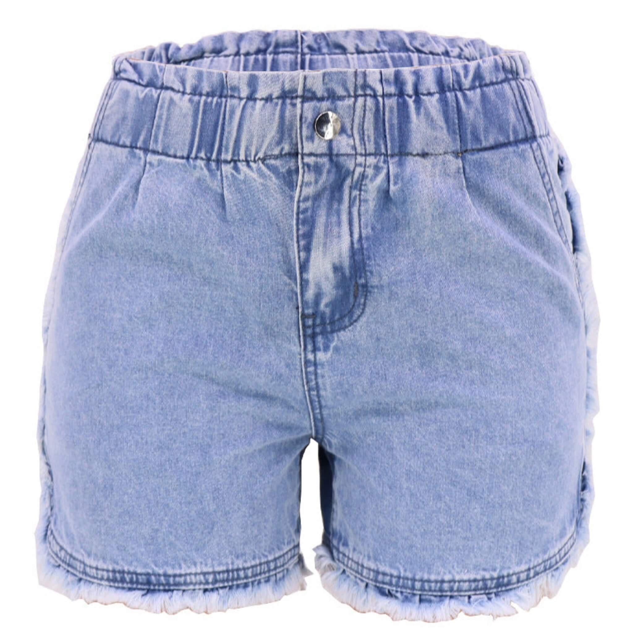 Women's Sweet Elastic-waist Jeans Shorts  UponBasics Blue S 