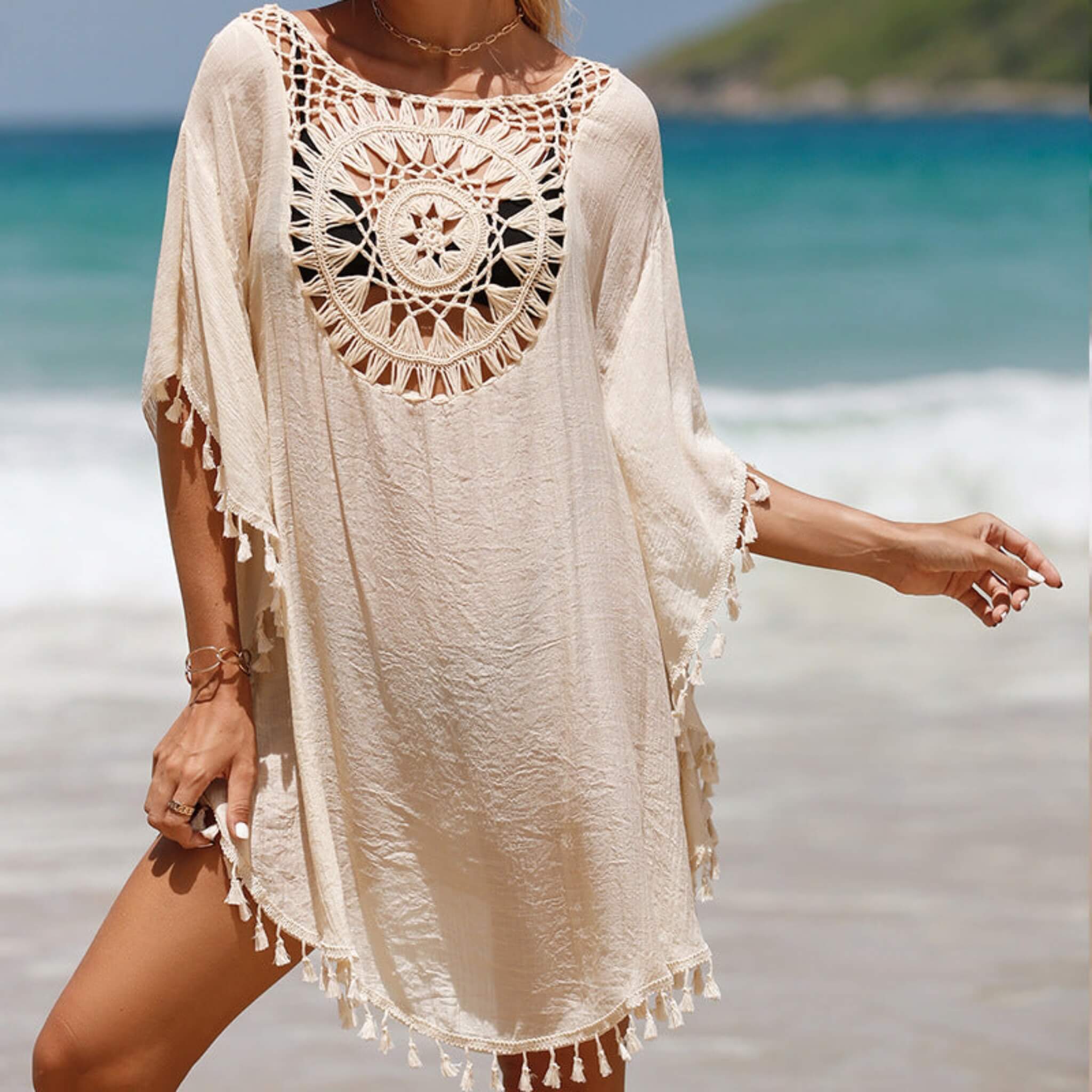 Women's Blouse Beach Dress  UponBasics Beige free size 