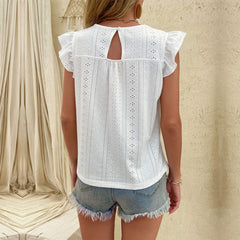 Women's White Lace Short-Sleeve Shirt  UponBasics   