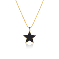 925 Silver Geometric Star Necklace - Halloween Jewelry  UponBasics Black  