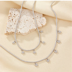 925 Silver Necklace Women's Row Drill Clavicle Chain Halloween Matching Accessories  UponBasics   