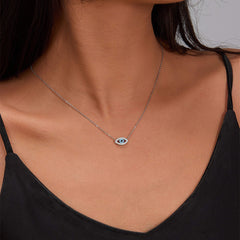 Evil Eye Ferris Wheel Cross Pendant Double Layer Collarbone 925 Silver Necklace  UponBasics   