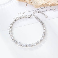 Luxurious 925 Silver Oval Cubic Zirconia Full Inlay Bracelet  UponBasics   