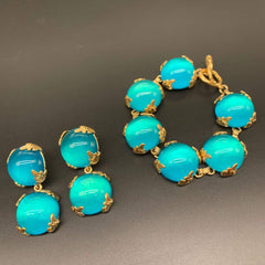 Vintage Minimalist Candy Gradient Bracelet and Earrings Set  UponBasics Blue 2PCS-SET 