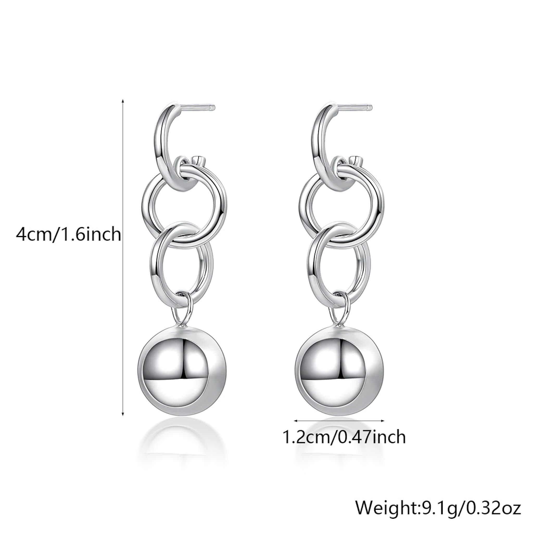 925 Sterling Silver Women's Double Circle Silver Bead Stud Earrings  UponBasics A2 Silver 