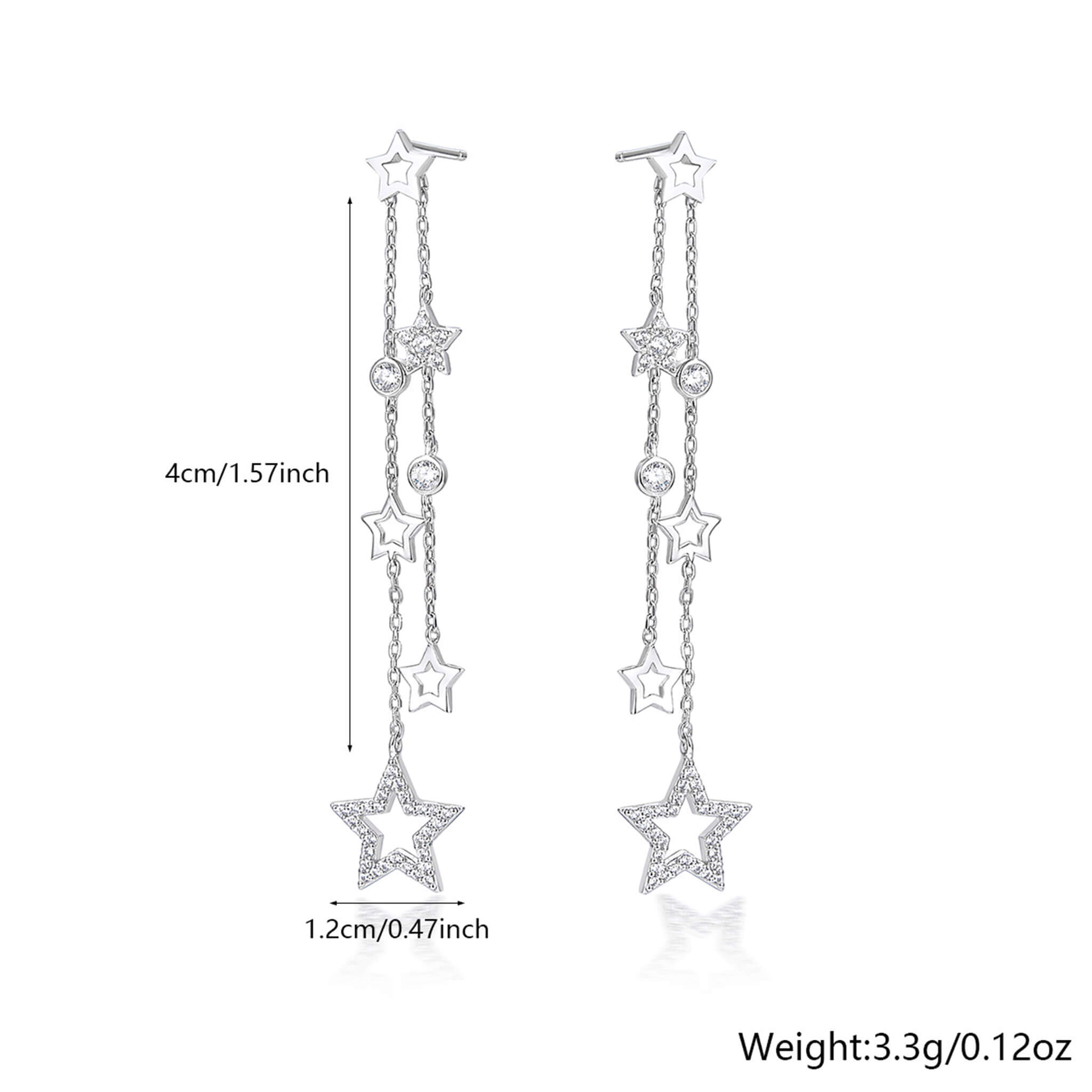 Fashion 925 Silver Star-shaped Earrings with Inlaid Rhinestone  UponBasics   