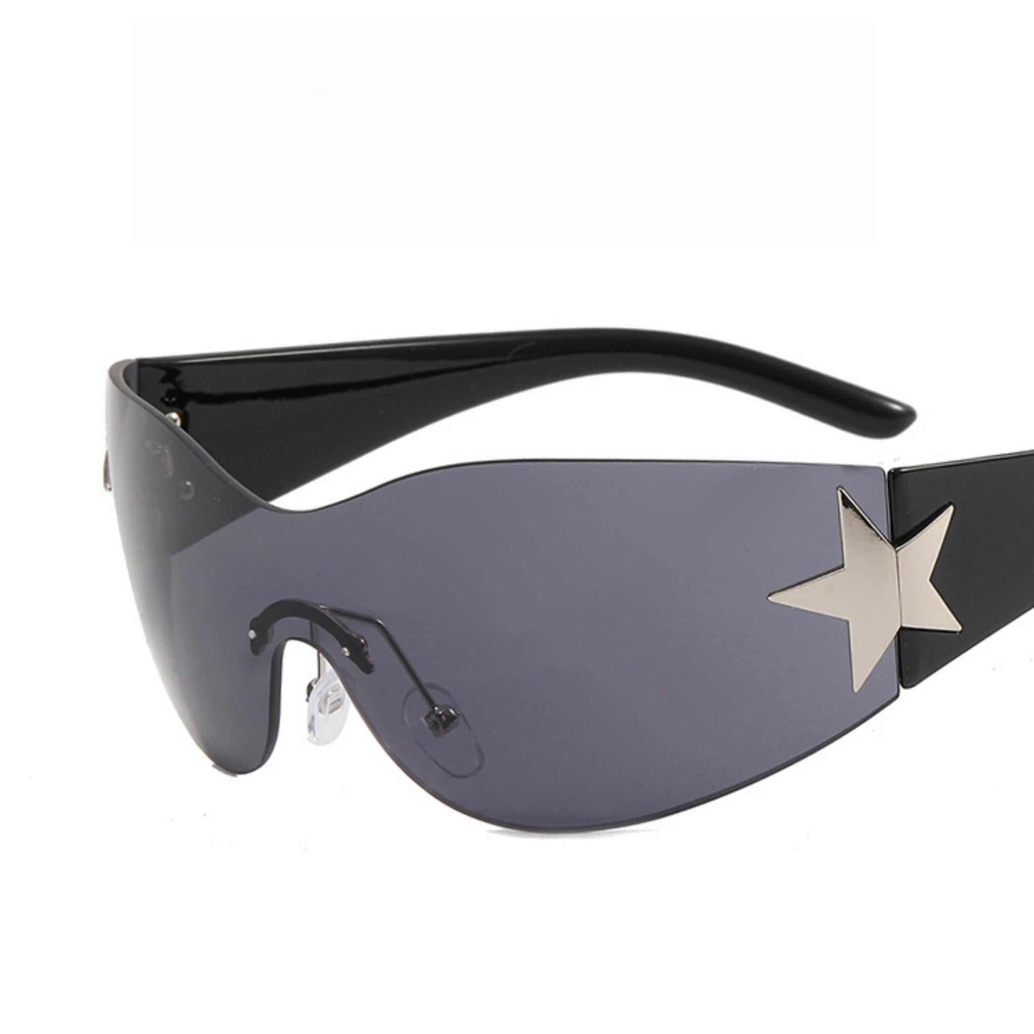 Frameless One-Piece Aviator Sunglasses  UponBasics Black-A1  