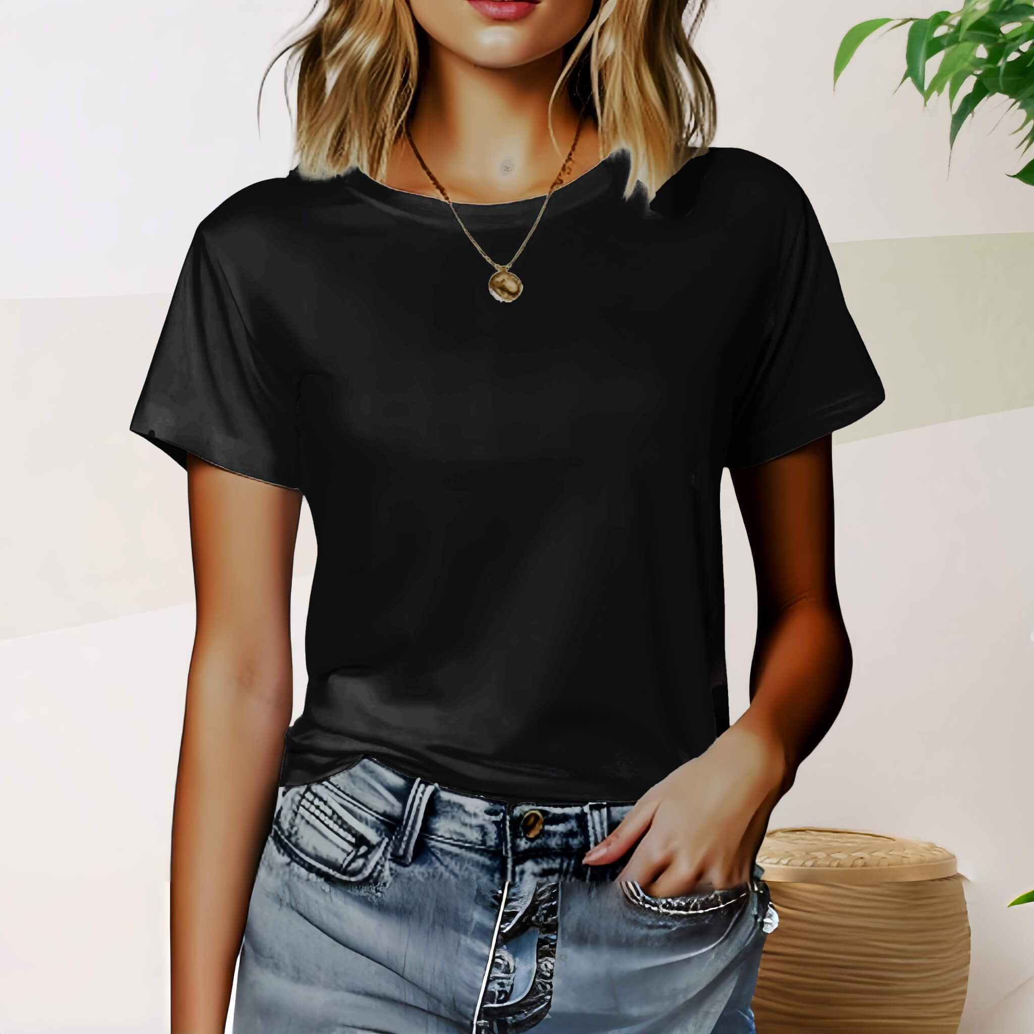 Women's 100% Combed Cotton® Tee  UponBasics Black XS 