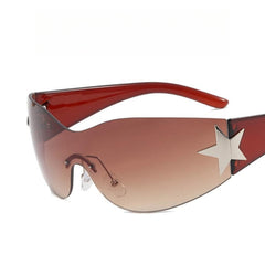 Frameless One-Piece Aviator Sunglasses  UponBasics Brown-A10  