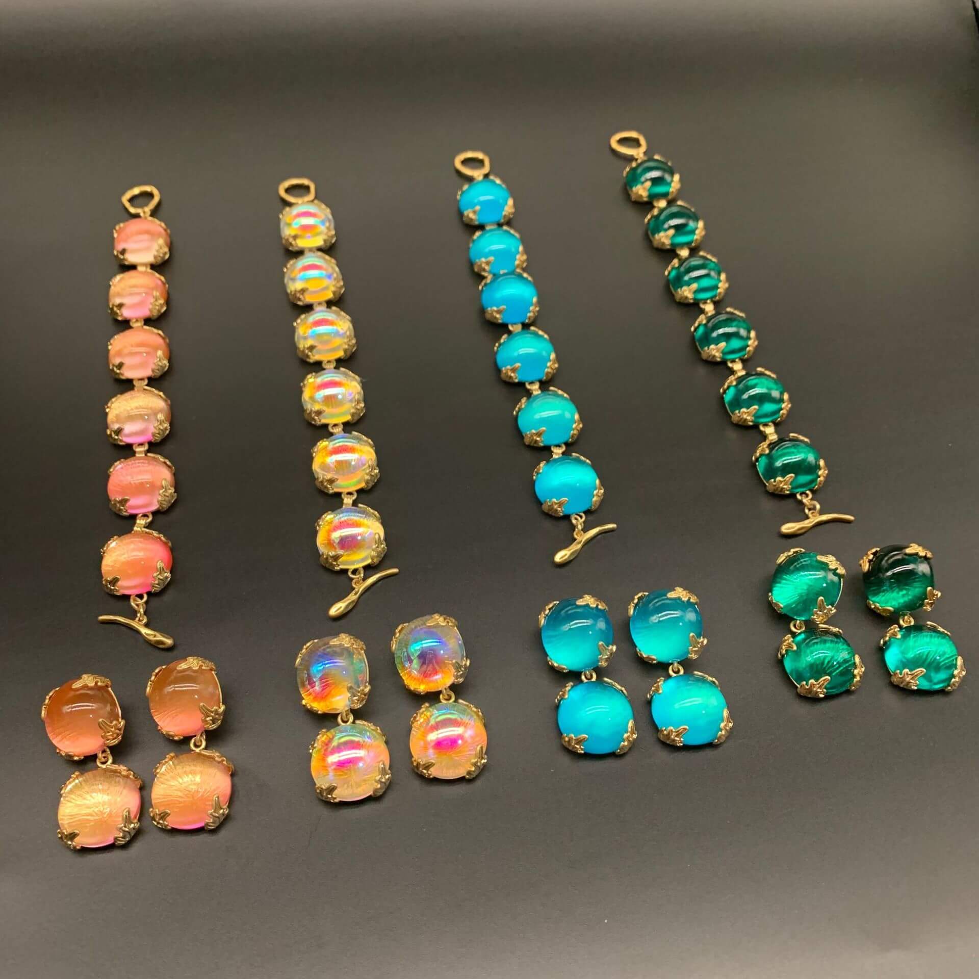 Vintage Minimalist Candy Gradient Bracelet and Earrings Set  UponBasics   