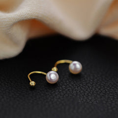 925 Silver Vintage Simple and Stylish Freshwater Pearl Ear Hooks  UponBasics Golden  