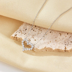 Women's 925 Silver Micro-Set Circular Heart Pendant Bracelet Necklace Set  UponBasics   