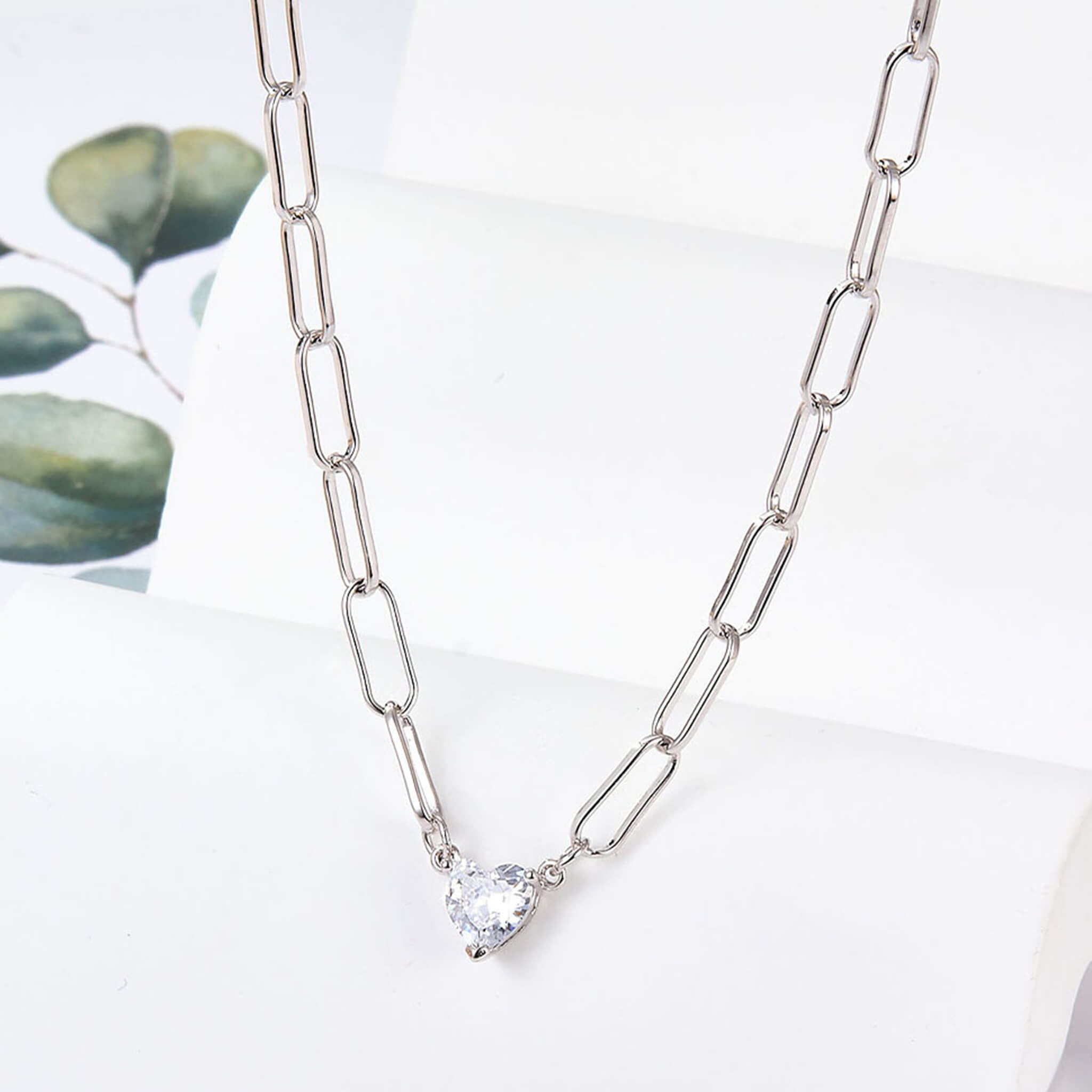 925 Silver Square Star Heart Cubic Zirconia Pendant Collarbone Chain Halloween Jewelry  UponBasics   